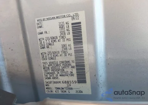 2023 Nissan Rogue Sv Intelligent Awd from USA, damaged, VIN 5N1BT3BBXPC688559